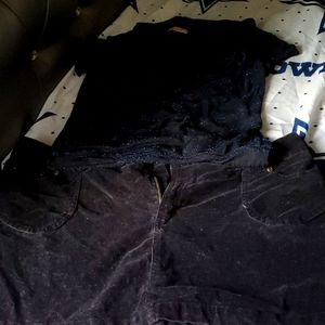 Mini skirt black blue and black party blouse